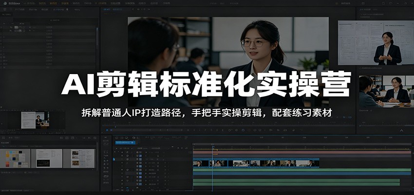 AI剪辑标准化实操营：拆解普通人IP打造路径，手把手实操剪辑，配套练习素材-网创之家