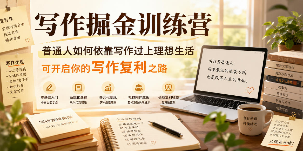 写作掘金训练营，普通人如何依靠写作过上理想生活，可开启你的写作复利之路(更新6月)-网创之家
