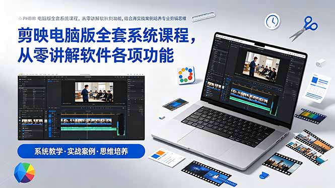 剪映电脑版全套系统课程，从零讲解软件各项功能，结合海量实战案例培养专业剪辑思维-网创之家