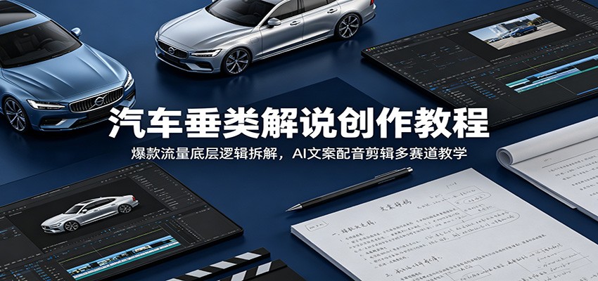 汽车垂类解说创作教程：爆款流量底层逻辑拆解，AI文案配音剪辑多赛道教学-网创之家