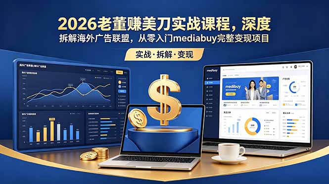 2026老董赚美刀实战课程，深度拆解海外广告联盟，从零入门mediabuy完整变现项目-网创之家