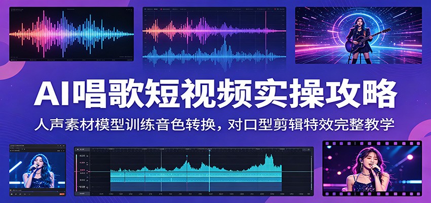 AI唱歌短视频实操攻略：人声素材模型训练音色转换，对口型剪辑特效完整教学-网创之家