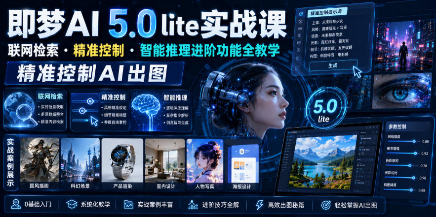 即梦AI 5.0 lite实战课，联网检索・精准控制・智能推理进阶功能全教学，精准控制AI出图-网创之家