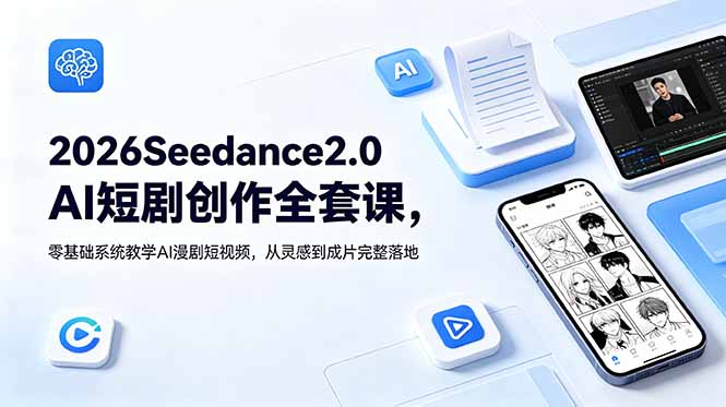 2026Seedance2.0AI短剧创作全套课，零基础系统教学AI漫剧短视频，从灵感到成片完整落地-网创之家