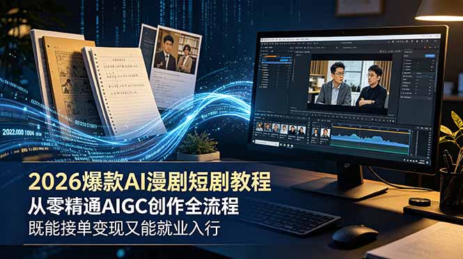 2026 爆款 AI 漫剧短剧教程 从零精通 AIGC 创作全流程 既能接单变现又能就业入行-网创之家
