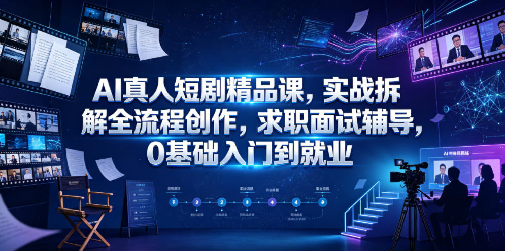 AI真人短剧精品课，实战拆解全流程创作，求职面试辅导，0基础入门到就业-网创之家
