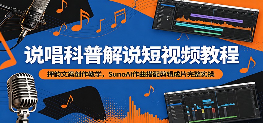 说唱科普解说短视频教程：押韵文案创作教学，SunoAI作曲搭配剪辑成片完整实操-网创之家