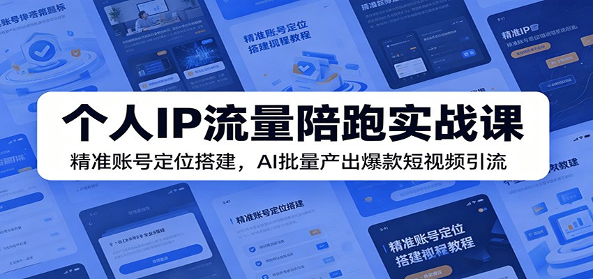 个人IP流量陪跑实战课：精准账号定位搭建，AI批量产出爆款短视频引流-网创之家