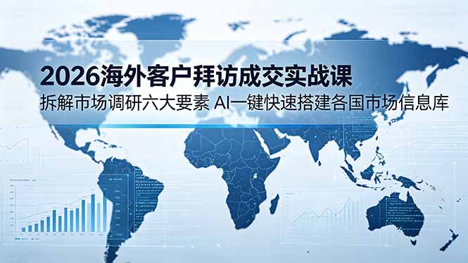 2026海外客户拜访成交实战课：拆解市场调研六大要素，AI一键快速搭建各国市场信息库-网创之家