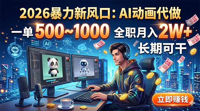 2026暴力新风口：AI动画代做，一单500~1000，全职月入2W+，长期可干-网创之家