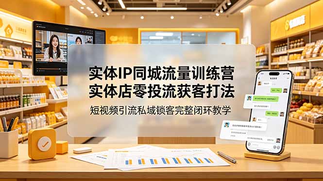 实体IP同城流量训练营：实体店零投流获客打法，短视频引流私域锁客完整闭环教学-网创之家