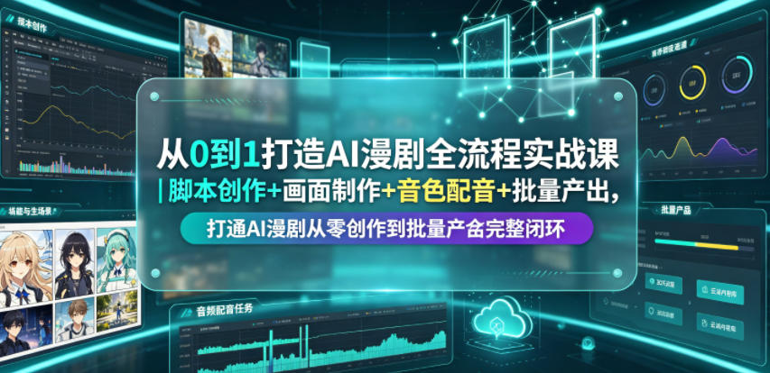 从0到1打造AI漫剧全流程实战课｜脚本创作+画面制作+音色配音+批量产出，打通AI漫剧从零创作到批量量产完整闭环-网创之家