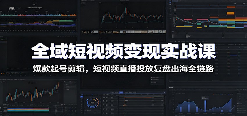 全域短视频变现实战课：爆款起号剪辑，短视频直播投放复盘出海全链路-网创之家