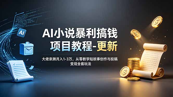 AI小说暴利搞钱项目教程-更新，大佬亲测月入1-3万，从零教学短故事创作与投稿变现全套玩法-网创之家