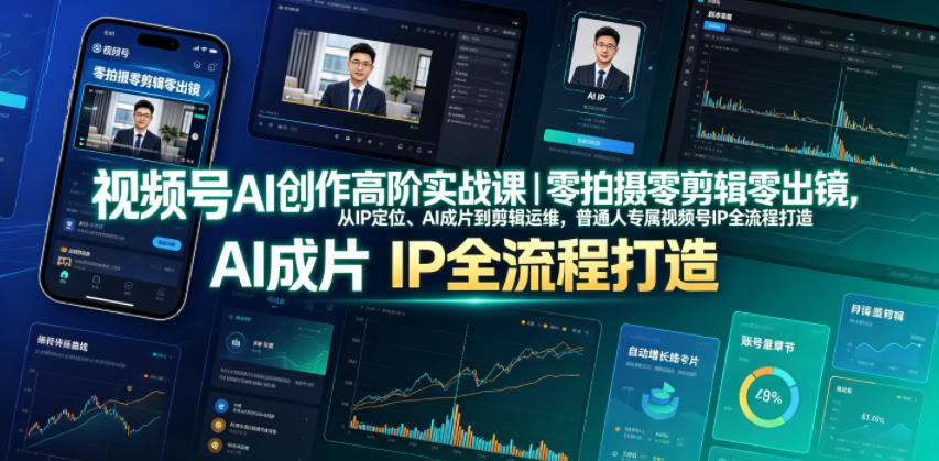 视频号AI创作高阶实战课｜零拍摄零剪辑零出镜，从IP定位、AI成片到剪辑运维，普通人专属视频号IP全流程打造-网创之家