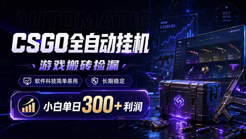 CSGO全自动挂机，游戏搬砖捡漏，软件科技简单易用，长期稳定，小白单日300+利润-网创之家