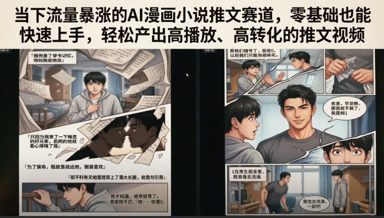 当下流量暴涨的AI漫画小说推文赛道，零基础也能快速上手，轻松产出高播放、高转化的推文视频-网创之家