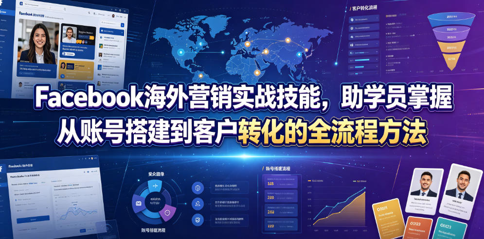 Facebook海外营销实战技能，助学员掌握从账号搭建到客户转化的全流程方法-网创之家