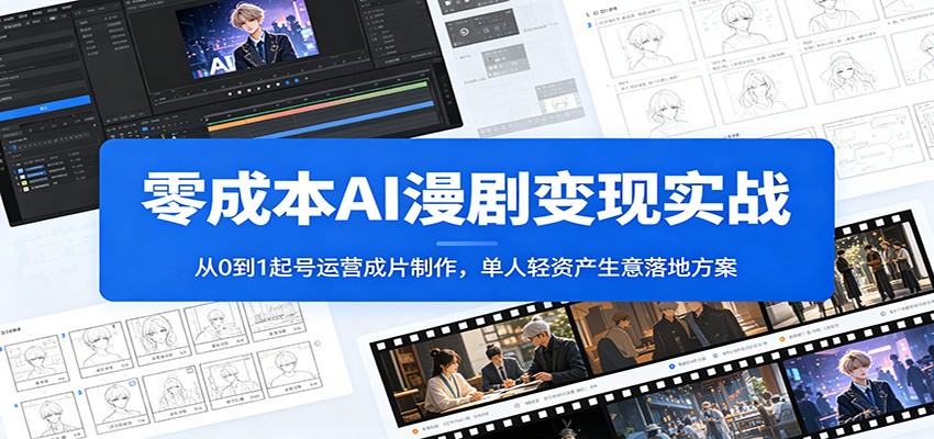 零成本AI漫剧变现实战：从0到1起号运营成片制作，单人轻资产生意落地方案-网创之家