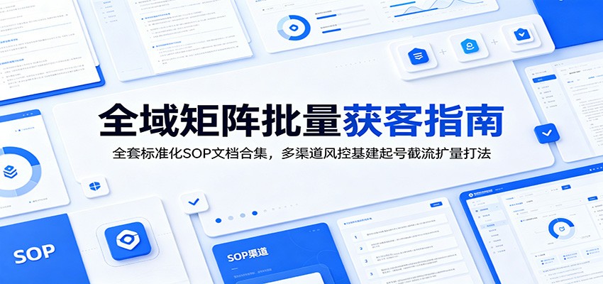 全域矩阵批量获客指南：全套标准化SOP文档合集，多渠道风控基建起号截流扩量打法-网创之家