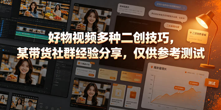好物视频多种二创技巧，某带货社群经验分享，仅供参考测试-网创之家