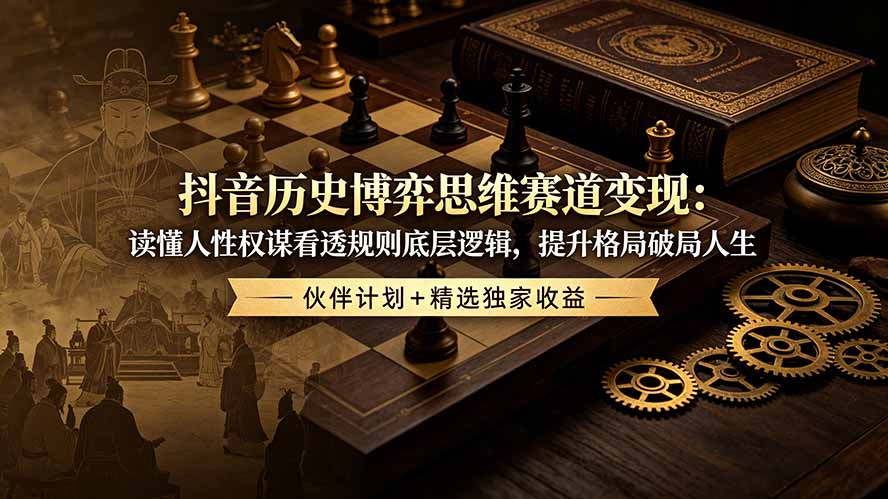 抖音历史博弈思维赛道变现：读懂人性权谋看透规则底层逻辑，提升格局破局人生，伙伴计划+精选独家收益-网创之家