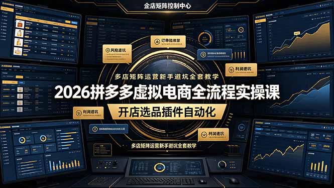 2026拼多多虚拟电商全流程实操课，开店选品插件自动化，多店矩阵运营新手避坑全套教学-网创之家