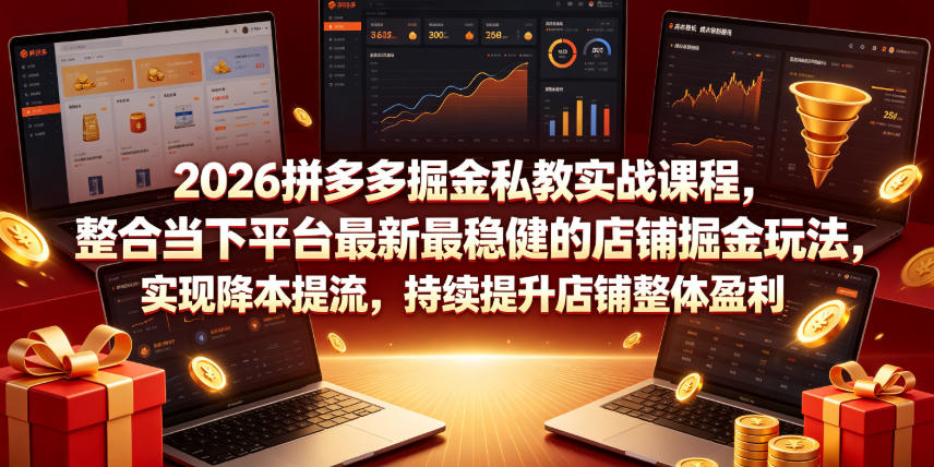 2026拼多多掘金私教实战课程，整合当下平台最新最稳健的店铺掘金玩法，实现降本提流，持续提升店铺整体盈利-网创之家
