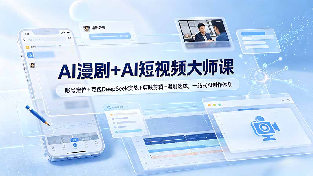 AI漫剧+AI短视频大师课：账号定位+豆包DeepSeek实战+剪映剪辑+漫剧速成，一站式AI创作体系-网创之家