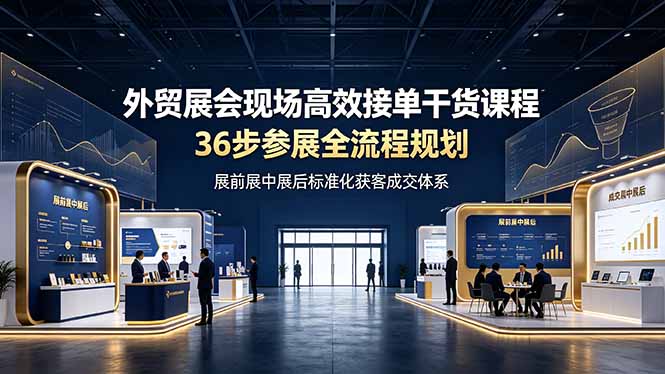 外贸展会现场高效接单干货课程，36步参展全流程规划，展前展中展后标准化获客成交体系-网创之家