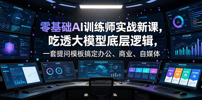 零基础AI训练师实战课，吃透大模型底层逻辑，一套提问模板搞定办公、商业、自媒体、设计、生活全场景AI落地应用-网创之家