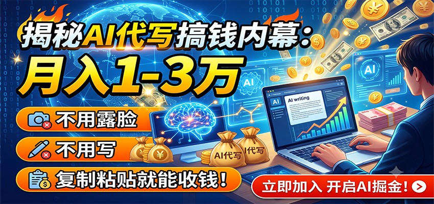 揭秘AI代写搞钱内幕：月入1-3万，不用露脸不用写，复制粘贴就能收钱！-网创之家