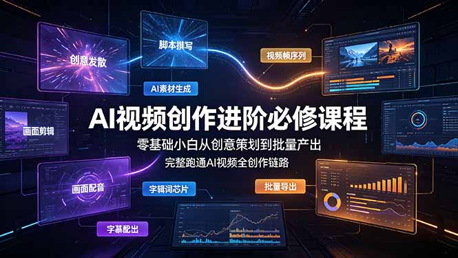 AI视频创作进阶必修课程：零基础小白从创意策划到批量产出，完整跑通AI视频全创作链路-网创之家