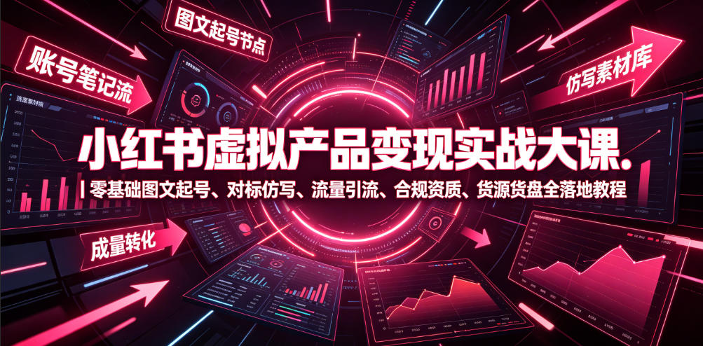 小红书虚拟产品变现实战大课｜零基础图文起号、对标仿写、流量引流、合规资质、货源货盘全落地教程-网创之家