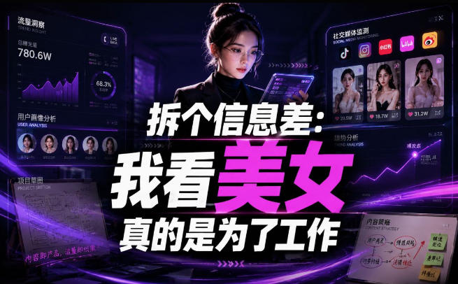 【理直气壮】我给看美女找了一个非常恰当的理由，信息差项目-网创之家