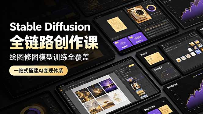 Stable Diffusion全链路创作课，绘图修图模型训练全覆盖，一站式搭建AI变现体系-网创之家
