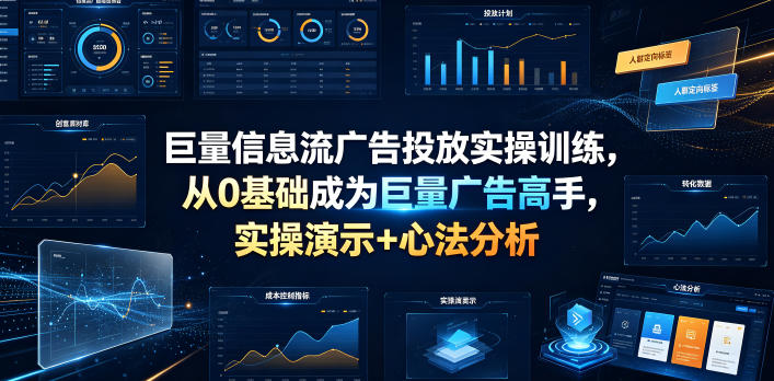巨量信息流广告投放实操训练，从0基础成为巨量广告高手，实操演示+心法分析-网创之家