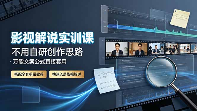影视解说实训课：不用自研创作思路，万能文案公式直接套用，搭配全套剪辑教程，快速入局影视解说-网创之家