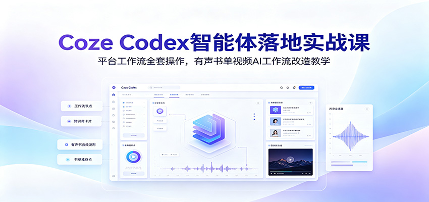 Coze Codex智能体落地实战课：平台工作流全套操作，有声书单视频AI工作流改造教学-网创之家