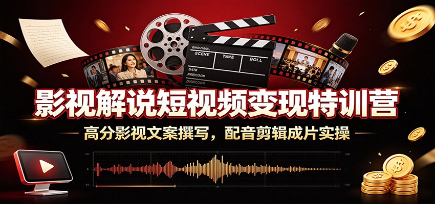 影视解说短视频变现特训营：高分影视文案撰写，配音剪辑成片实操-网创之家