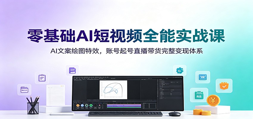 零基础AI短视频全能实战课：AI文案绘图特效，账号起号直播带货完整变现体系-网创之家
