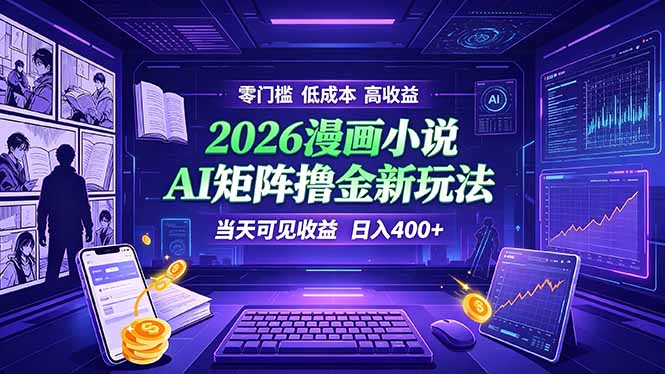 爆款小说漫画大阅读    ai矩阵操作    当天可见收益  日入400+    零门槛    高收益-网创之家