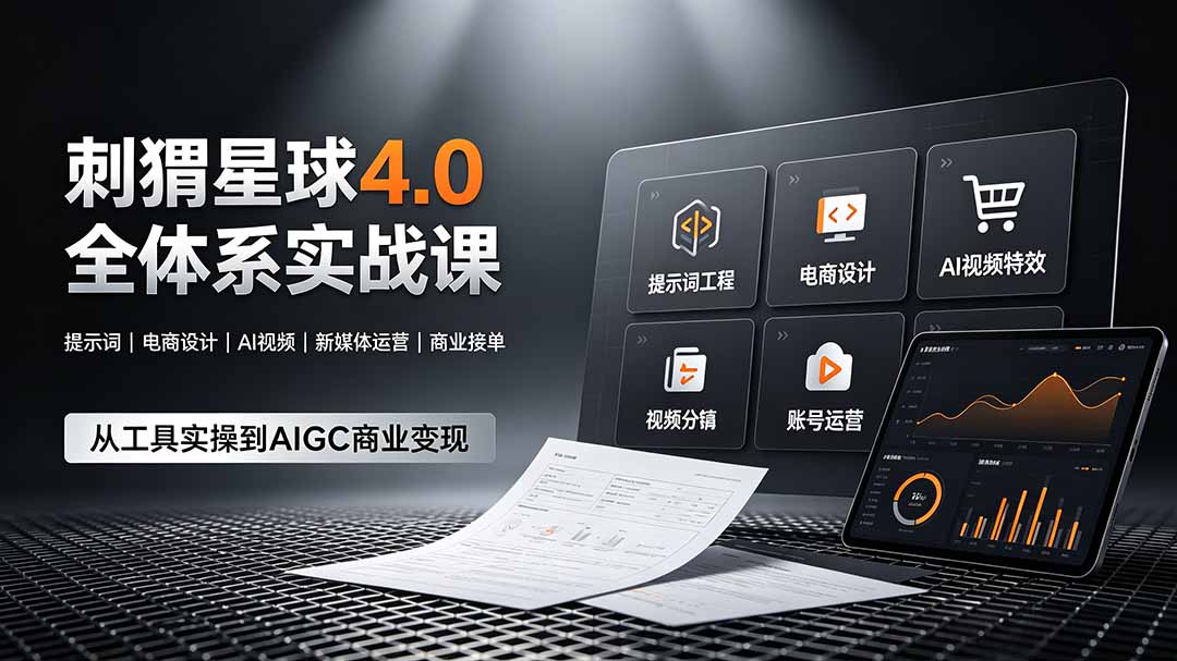 刺猬星球4.0全体系实战课，覆盖提示词工程、电商设计、AI视频特效与新媒体运营，一站式掌握AIGC商业核心技能-网创之家