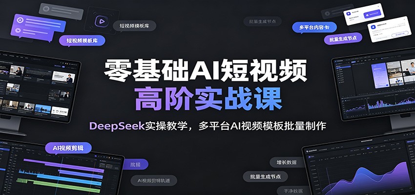 零基础AI短视频高阶实战课：DeepSeek实操教学，多平台AI视频模板批量制作-网创之家