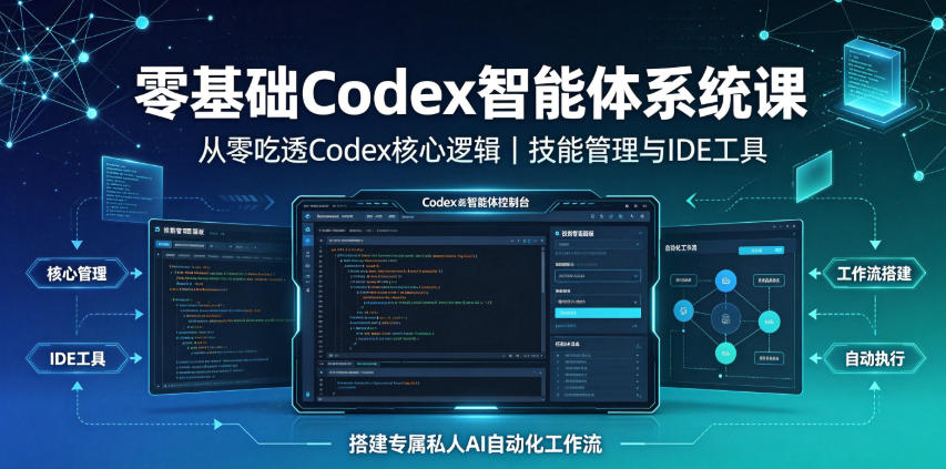 零基础Codex智能体系统课｜从零吃透Codex核心逻辑、技能管理与IDE工具，搭建专属私人AI自动化工作流-网创之家