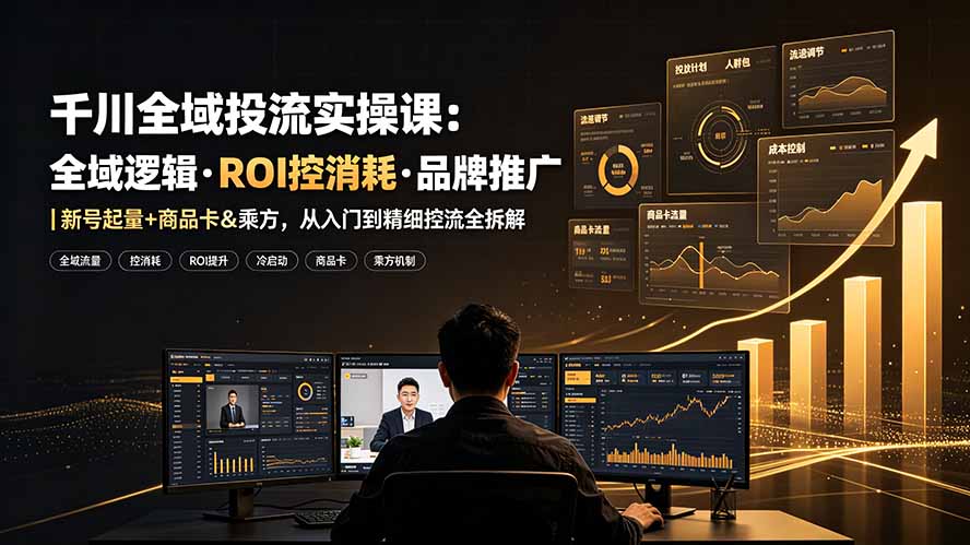 千川全域投流实操课：全域逻辑·ROI控消耗·品牌推广｜新号起量+商品卡&乘方，从入门到精细控流全拆解-网创之家