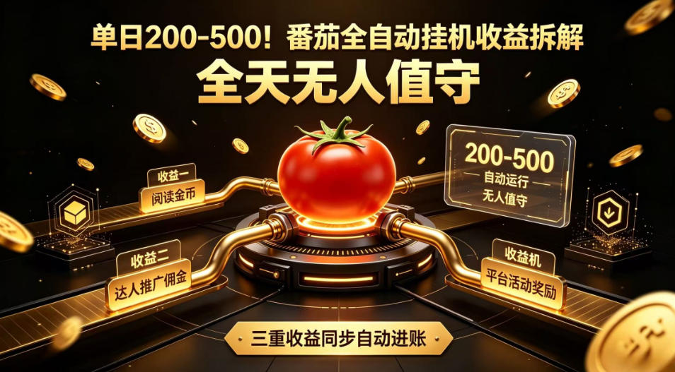单日200-500！番茄全自动挂G收益拆解，全天无人值守，矩阵操作收益翻倍【揭秘】-网创之家