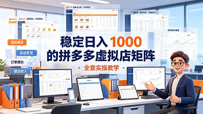 稳定日入 1000 的拼多多虚拟店矩阵，全套实操教学-网创之家