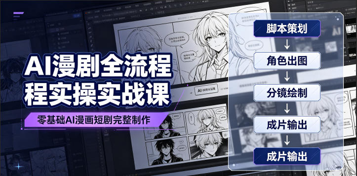 AI漫剧全流程实操实战课｜零基础AI漫画短剧完整制作、脚本出图成片全链路落地教程-网创之家