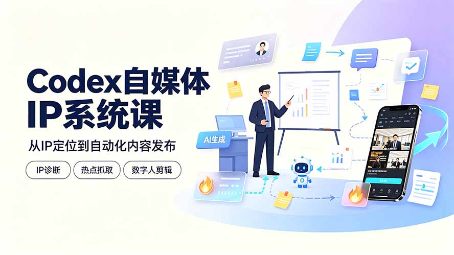 Codex自媒体IP系统课：IP诊断/热点抓取/IP蒸馏 Skill，爆款复刻数字人多平台自动发布教程-网创之家